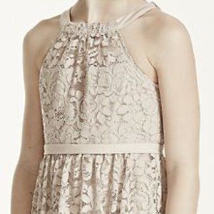 Sleeveless Lace Halter Dress with Back Tie